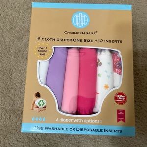 NIB Charlie Banana 6 Cloth Diapers With 12 Inserts